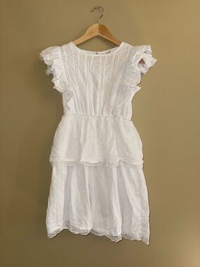 Y2K Japna White Mock Neck Victorian Croquette Mini Dress XS Tiered Ethereal